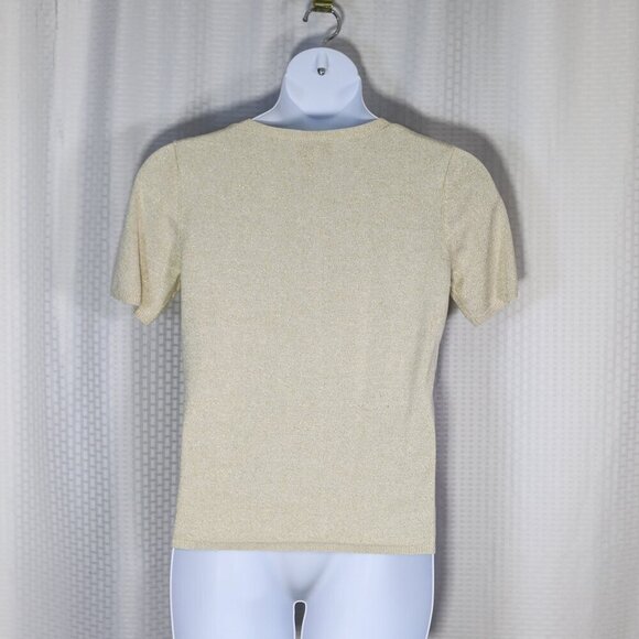 Drapers & Damons Sweater Womens L Gold Metallic Knit Sparkly Stretchy Pullover - Picture 5 of 8